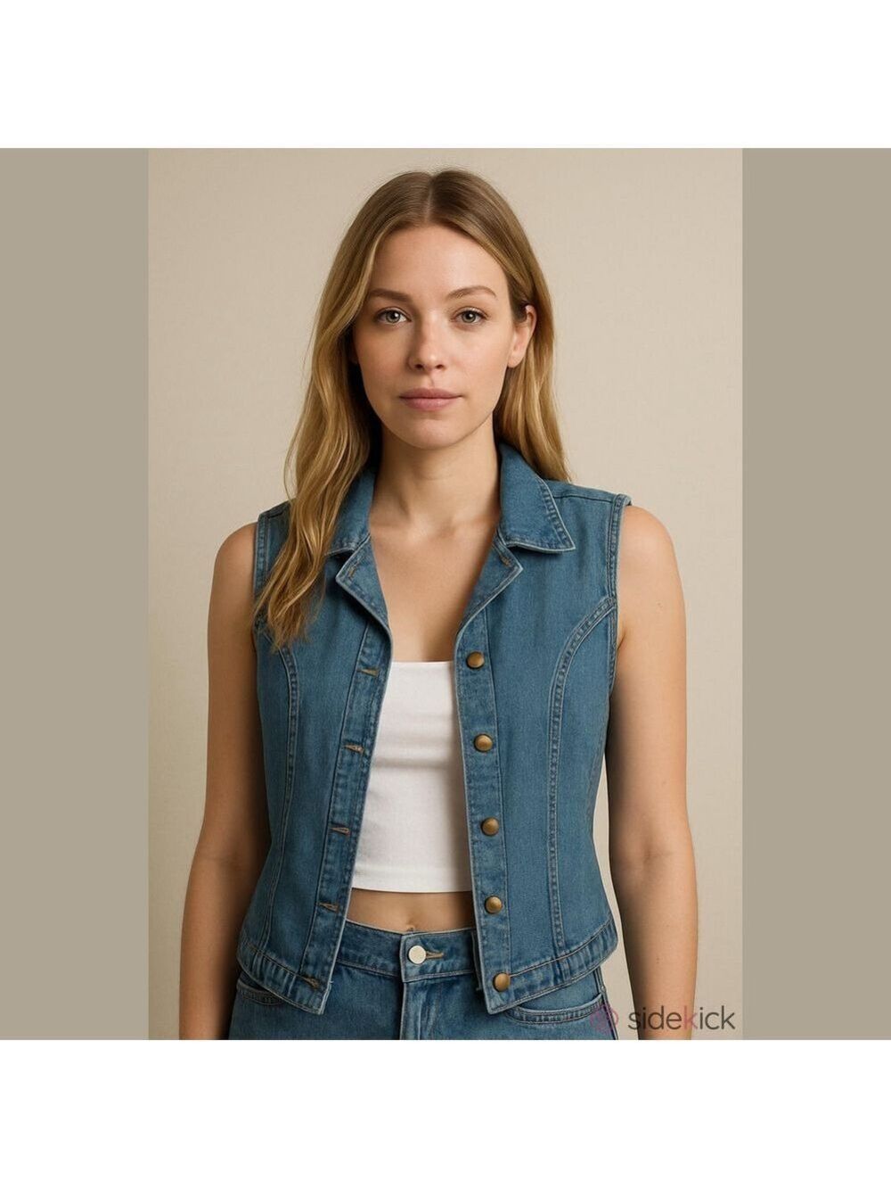 Vintage Jean Jacket Denim Button-Up Sleeveless Vest denim jacket
